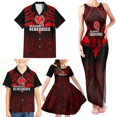 melbourne-renegades-cricket-family-matching-tank-maxi-dress-and-hawaiian-shirt-2023-unique-indigenous-art-mix-polynesian-pattern