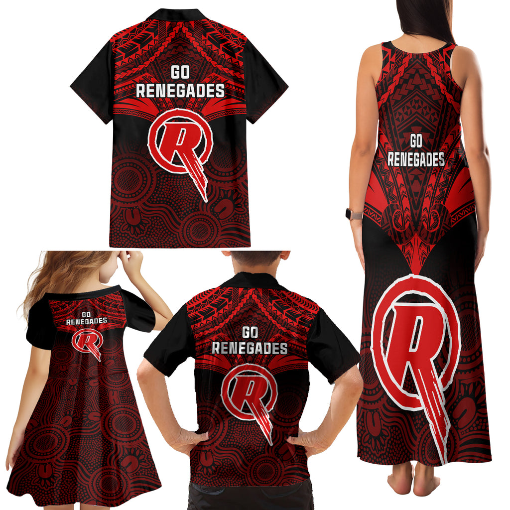melbourne-renegades-cricket-family-matching-tank-maxi-dress-and-hawaiian-shirt-2023-unique-indigenous-art-mix-polynesian-pattern
