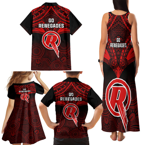 melbourne-renegades-cricket-family-matching-tank-maxi-dress-and-hawaiian-shirt-2023-unique-indigenous-art-mix-polynesian-pattern