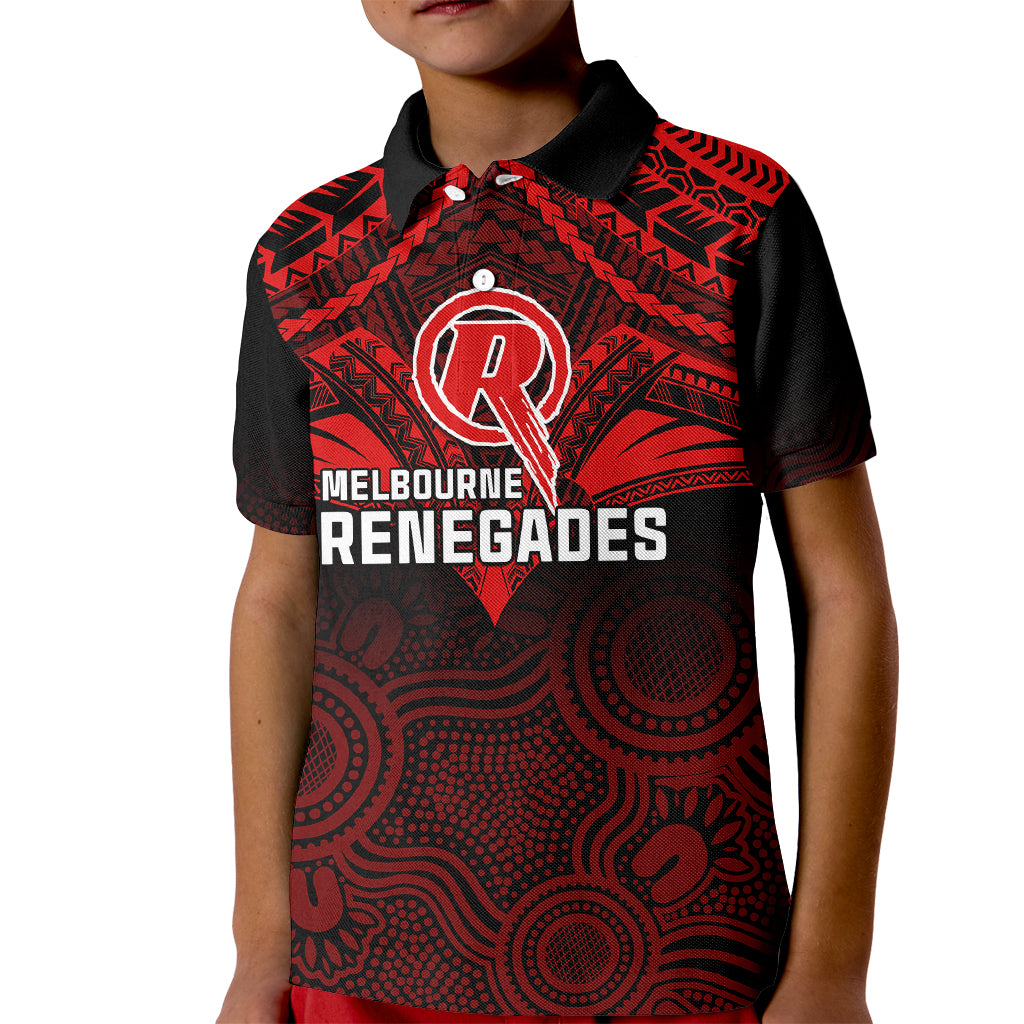 melbourne-renegades-cricket-kid-polo-shirt-2023-unique-indigenous-art-mix-polynesian-pattern
