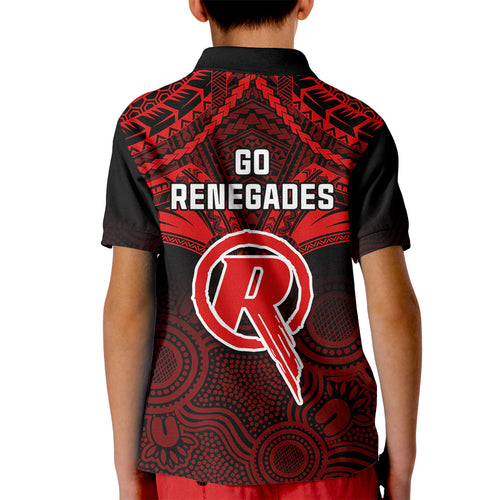 melbourne-renegades-cricket-kid-polo-shirt-2023-unique-indigenous-art-mix-polynesian-pattern