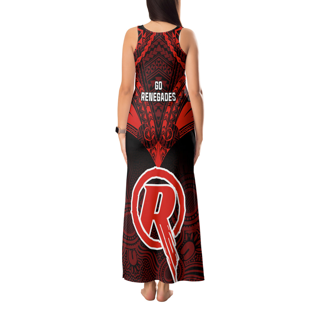 melbourne-renegades-cricket-tank-maxi-dress-2023-unique-indigenous-art-mix-polynesian-pattern