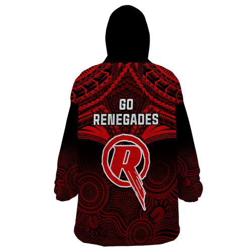 melbourne-renegades-cricket-wearable-blanket-hoodie-2023-unique-indigenous-art-mix-polynesian-pattern