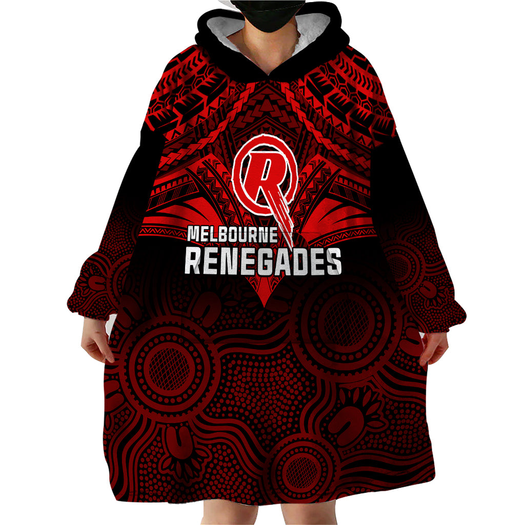 melbourne-renegades-cricket-wearable-blanket-hoodie-2023-unique-indigenous-art-mix-polynesian-pattern