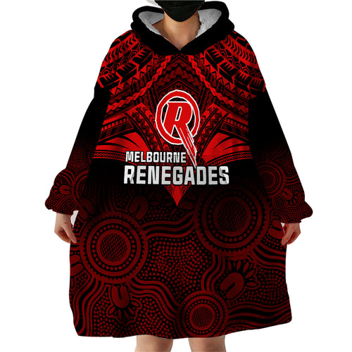 melbourne-renegades-cricket-wearable-blanket-hoodie-2023-unique-indigenous-art-mix-polynesian-pattern