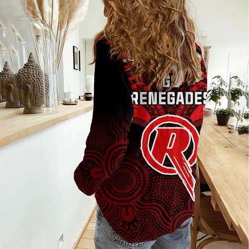 Melbourne Renegades Cricket Women Casual Shirt 2023 Unique Indigenous Art Mix Polynesian Pattern LT14