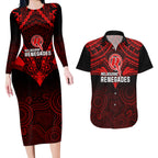 custom-melbourne-renegades-cricket-couples-matching-long-sleeve-bodycon-dress-and-hawaiian-shirt-2023-unique-indigenous-art-mix-polynesian-pattern