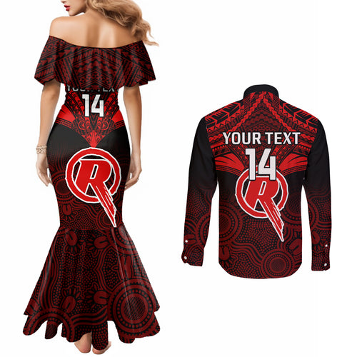 custom-melbourne-renegades-cricket-couples-matching-mermaid-dress-and-long-sleeve-button-shirts-2023-unique-indigenous-art-mix-polynesian-pattern