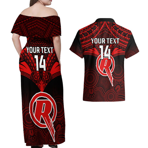 custom-melbourne-renegades-cricket-couples-matching-off-shoulder-maxi-dress-and-hawaiian-shirt-2023-unique-indigenous-art-mix-polynesian-pattern