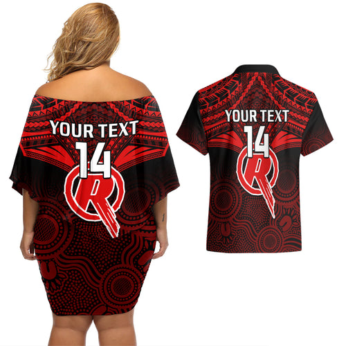 custom-melbourne-renegades-cricket-couples-matching-off-shoulder-short-dress-and-hawaiian-shirt-2023-unique-indigenous-art-mix-polynesian-pattern
