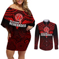 custom-melbourne-renegades-cricket-couples-matching-off-shoulder-short-dress-and-long-sleeve-button-shirts-2023-unique-indigenous-art-mix-polynesian-pattern