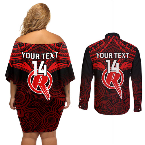 custom-melbourne-renegades-cricket-couples-matching-off-shoulder-short-dress-and-long-sleeve-button-shirts-2023-unique-indigenous-art-mix-polynesian-pattern