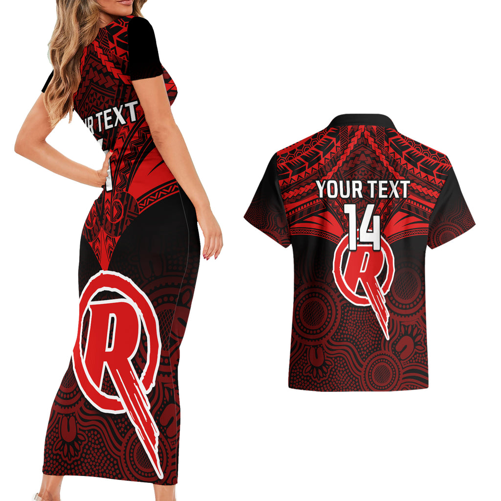 custom-melbourne-renegades-cricket-couples-matching-short-sleeve-bodycon-dress-and-hawaiian-shirt-2023-unique-indigenous-art-mix-polynesian-pattern