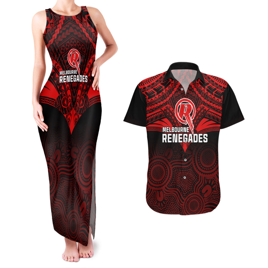 custom-melbourne-renegades-cricket-couples-matching-tank-maxi-dress-and-hawaiian-shirt-2023-unique-indigenous-art-mix-polynesian-pattern