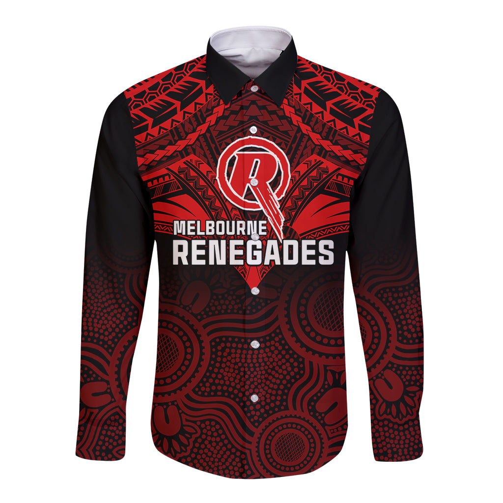 custom-melbourne-renegades-cricket-long-sleeve-button-shirt-2023-unique-indigenous-art-mix-polynesian-pattern