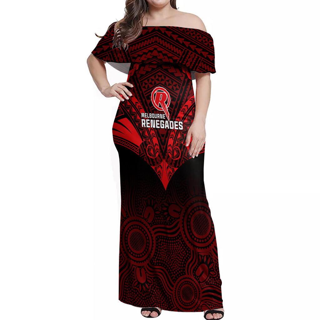 custom-melbourne-renegades-cricket-off-shoulder-maxi-dress-2023-unique-indigenous-art-mix-polynesian-pattern