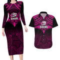 sydney-sixers-cricket-couples-matching-long-sleeve-bodycon-dress-and-hawaiian-shirt-2023-unique-indigenous-art-mix-polynesian-pattern