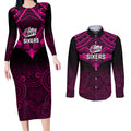 sydney-sixers-cricket-couples-matching-long-sleeve-bodycon-dress-and-long-sleeve-button-shirts-2023-unique-indigenous-art-mix-polynesian-pattern