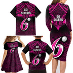 sydney-sixers-cricket-family-matching-long-sleeve-bodycon-dress-and-hawaiian-shirt-2023-unique-indigenous-art-mix-polynesian-pattern