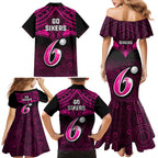 sydney-sixers-cricket-family-matching-mermaid-dress-and-hawaiian-shirt-2023-unique-indigenous-art-mix-polynesian-pattern