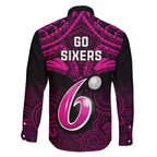sydney-sixers-cricket-family-matching-off-shoulder-maxi-dress-and-hawaiian-shirt-2023-unique-indigenous-art-mix-polynesian-pattern