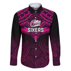 Sydney Sixers Cricket Family Matching Off Shoulder Short Dress and Hawaiian Shirt 2023 Unique Indigenous Art Mix Polynesian Pattern LT14