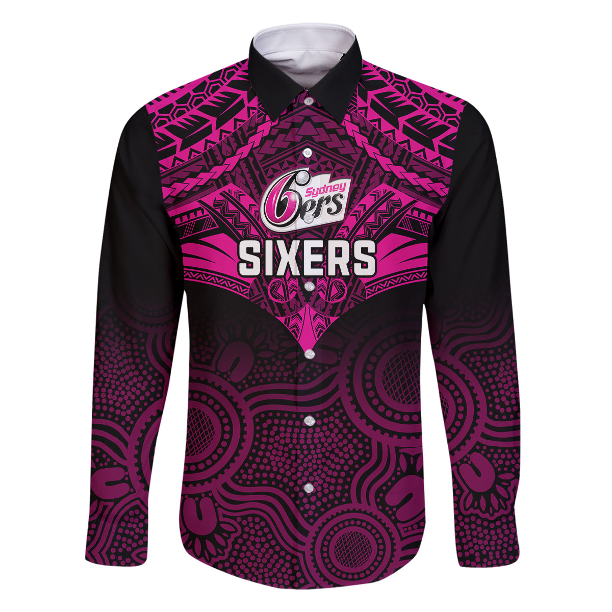Sydney Sixers Cricket Family Matching Off Shoulder Short Dress and Hawaiian Shirt 2023 Unique Indigenous Art Mix Polynesian Pattern LT14