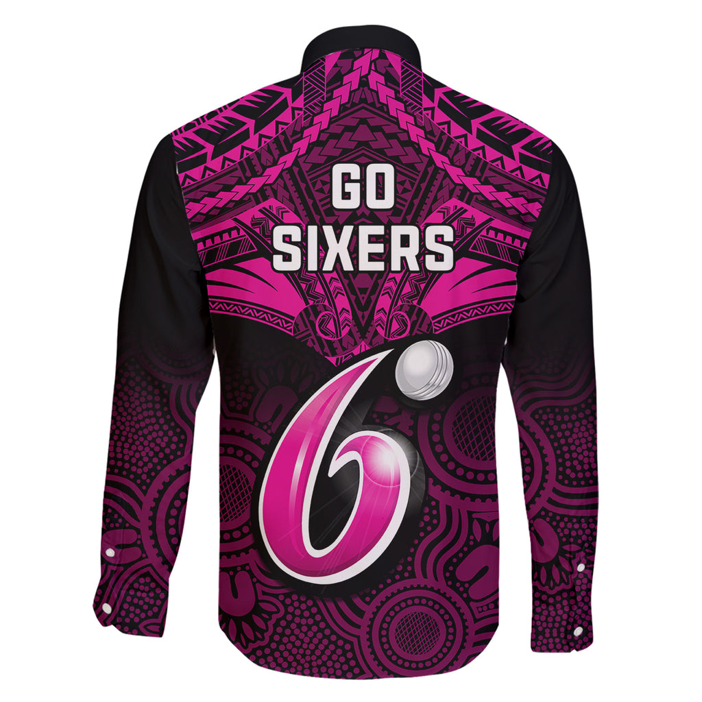 Sydney Sixers Cricket Family Matching Off Shoulder Short Dress and Hawaiian Shirt 2023 Unique Indigenous Art Mix Polynesian Pattern LT14