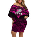 Sydney Sixers Cricket Family Matching Off Shoulder Short Dress and Hawaiian Shirt 2023 Unique Indigenous Art Mix Polynesian Pattern LT14