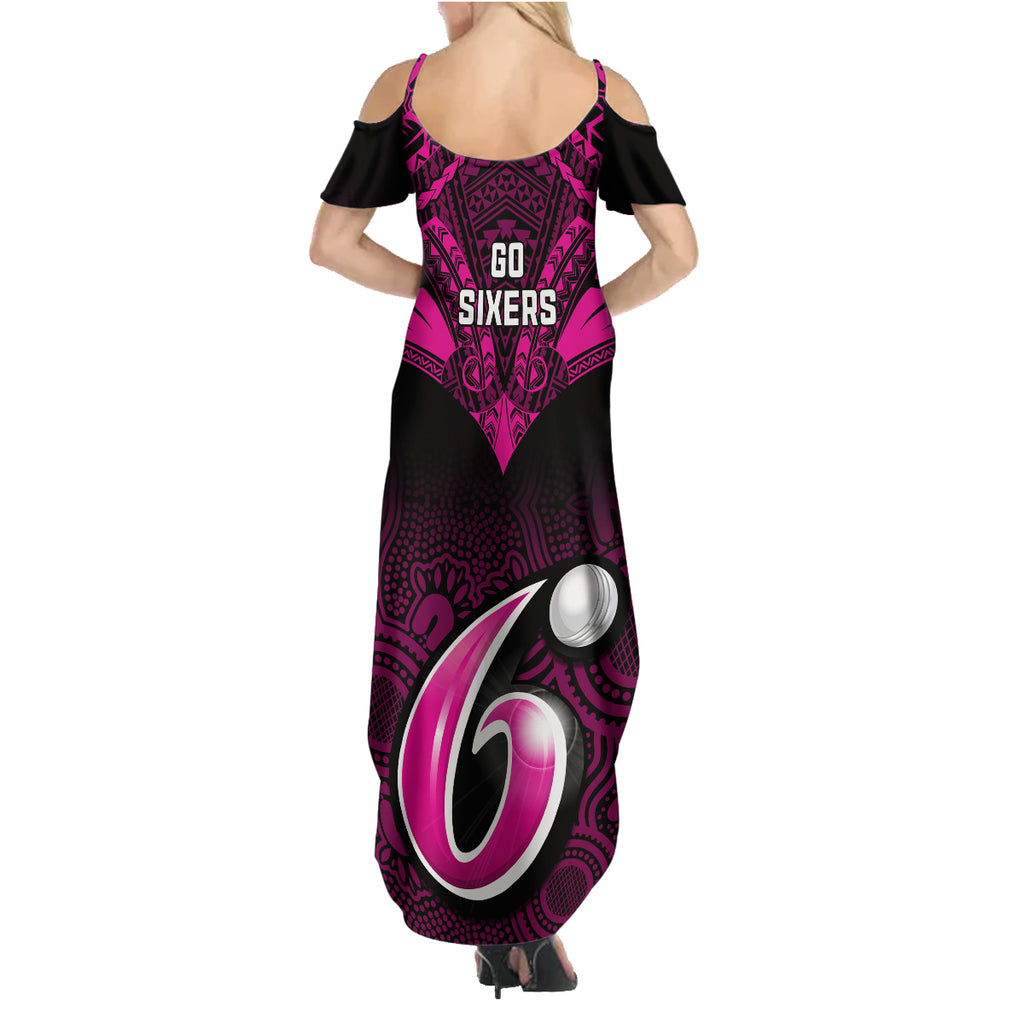 sydney-sixers-cricket-family-matching-summer-maxi-dress-and-hawaiian-shirt-2023-unique-indigenous-art-mix-polynesian-pattern