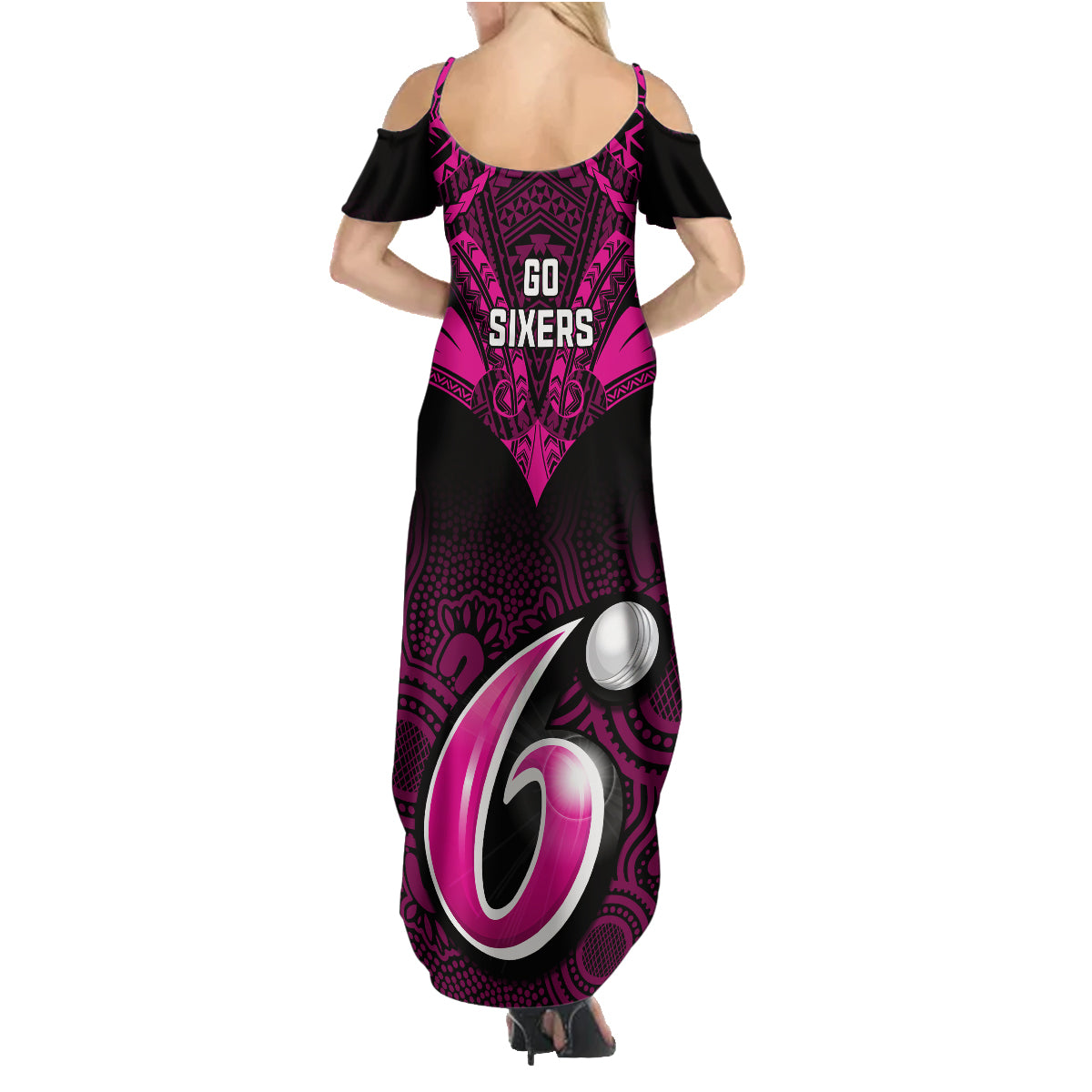 sydney-sixers-cricket-family-matching-summer-maxi-dress-and-hawaiian-shirt-2023-unique-indigenous-art-mix-polynesian-pattern