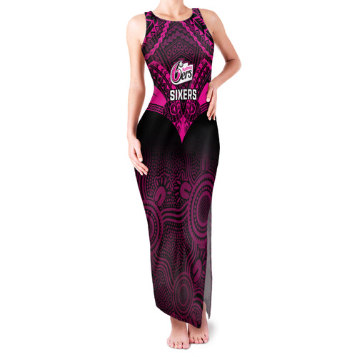 sydney-sixers-cricket-family-matching-tank-maxi-dress-and-hawaiian-shirt-2023-unique-indigenous-art-mix-polynesian-pattern