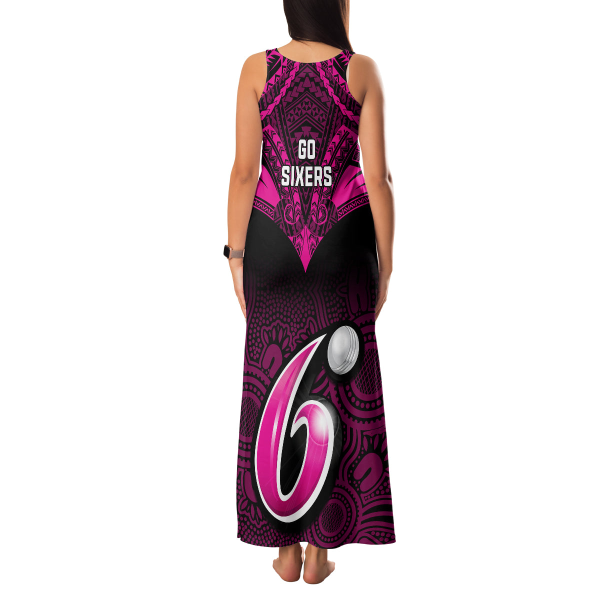sydney-sixers-cricket-family-matching-tank-maxi-dress-and-hawaiian-shirt-2023-unique-indigenous-art-mix-polynesian-pattern