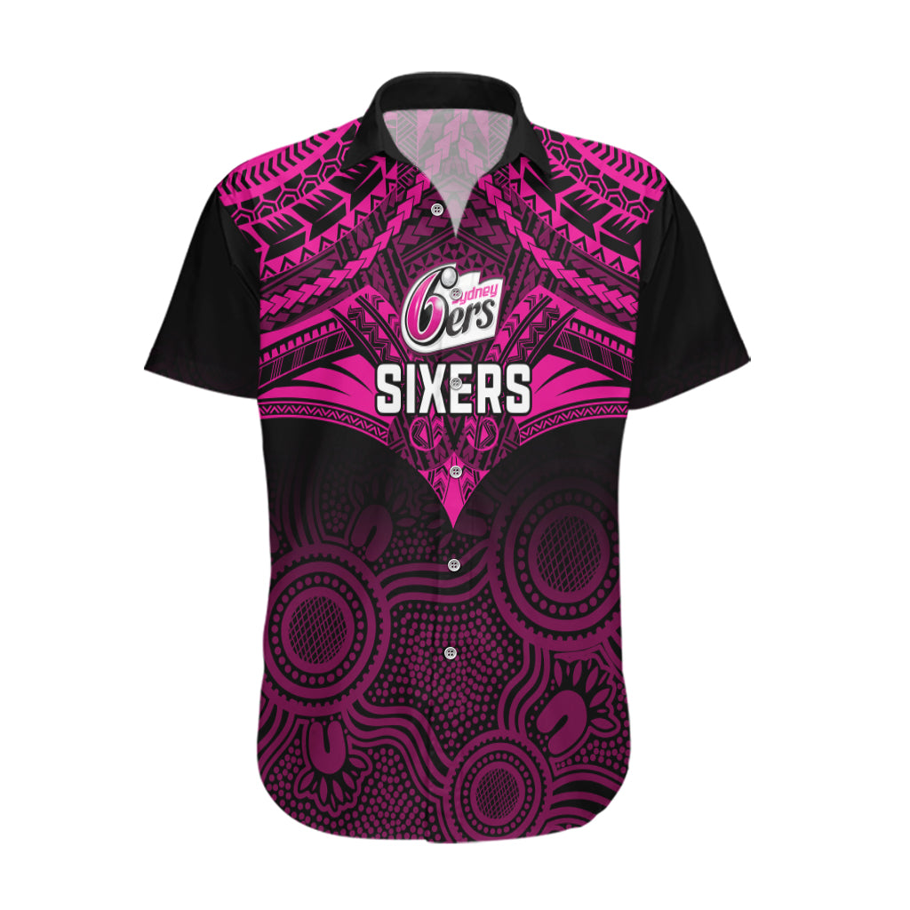 sydney-sixers-cricket-hawaiian-shirt-2023-unique-indigenous-art-mix-polynesian-pattern