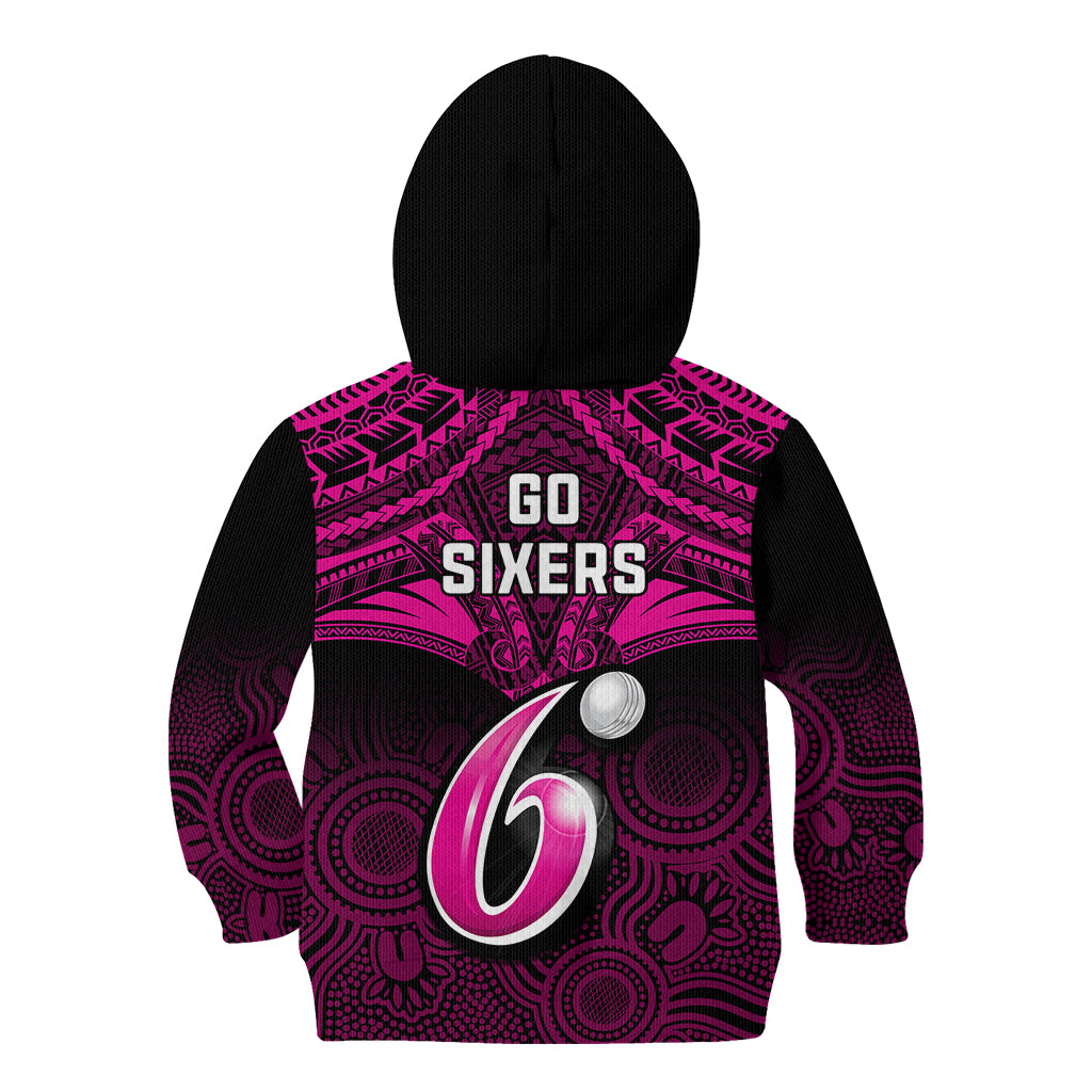 sydney-sixers-cricket-kid-hoodie-2023-unique-indigenous-art-mix-polynesian-pattern