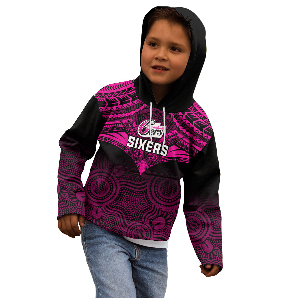 sydney-sixers-cricket-kid-hoodie-2023-unique-indigenous-art-mix-polynesian-pattern