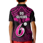 sydney-sixers-cricket-kid-polo-shirt-2023-unique-indigenous-art-mix-polynesian-pattern