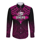sydney-sixers-cricket-long-sleeve-button-shirt-2023-unique-indigenous-art-mix-polynesian-pattern