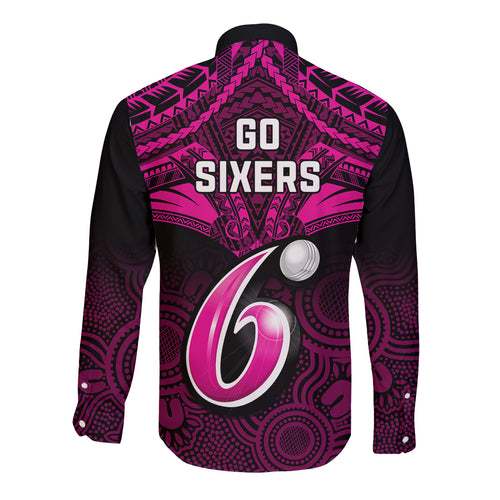 sydney-sixers-cricket-long-sleeve-button-shirt-2023-unique-indigenous-art-mix-polynesian-pattern