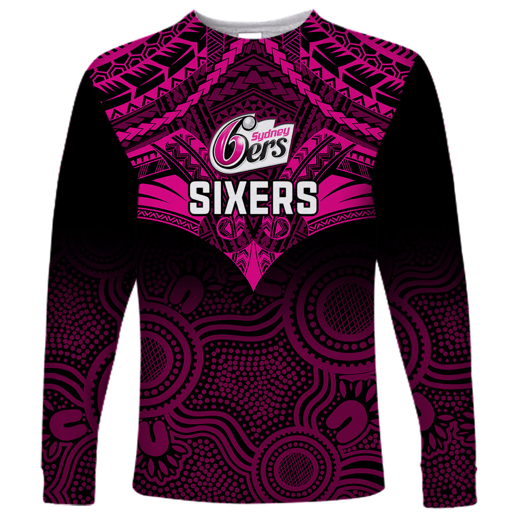 sydney-sixers-cricket-long-sleeve-shirt-2023-unique-indigenous-art-mix-polynesian-pattern
