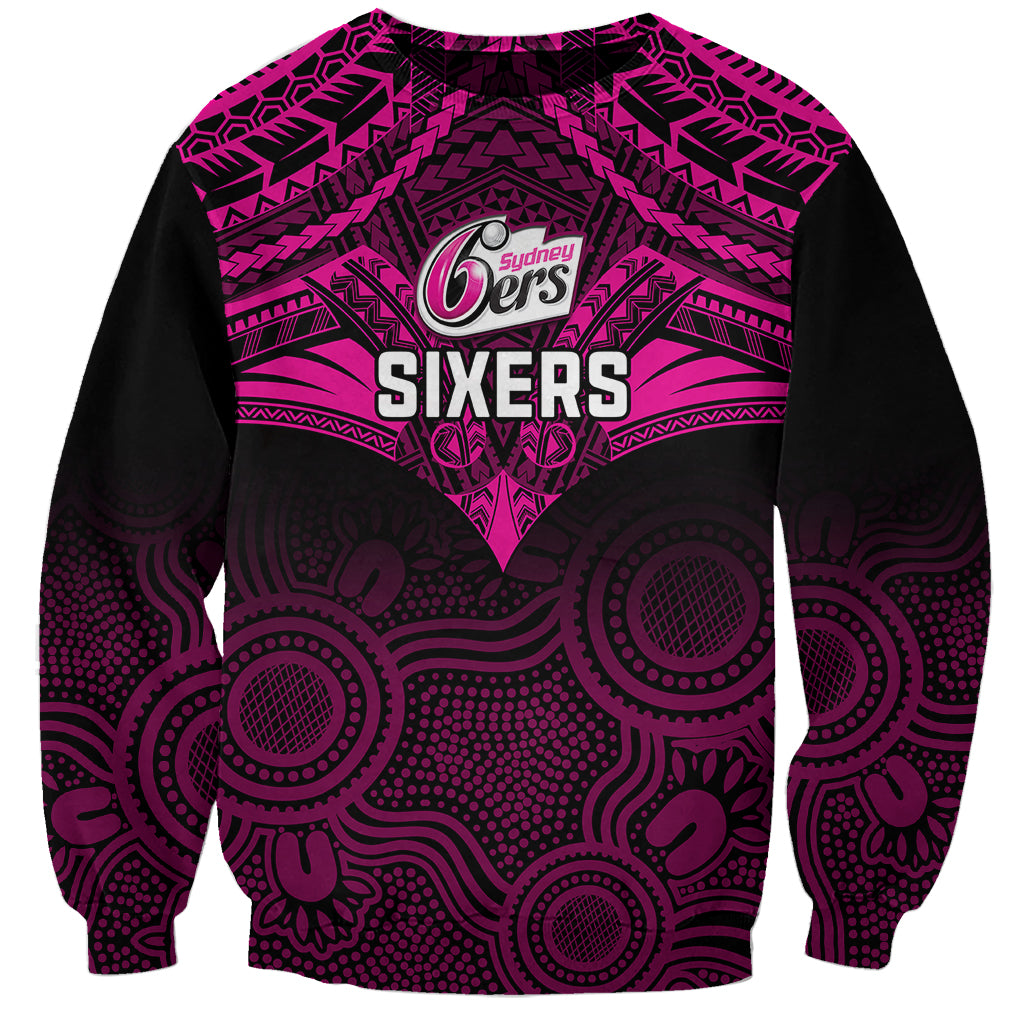 sydney-sixers-cricket-sweatshirt-2023-unique-indigenous-art-mix-polynesian-pattern