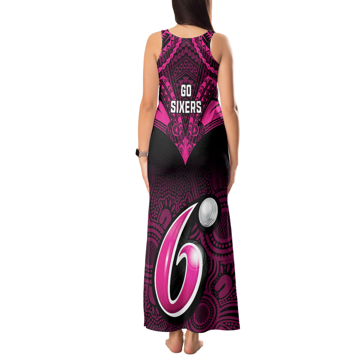 sydney-sixers-cricket-tank-maxi-dress-2023-unique-indigenous-art-mix-polynesian-pattern