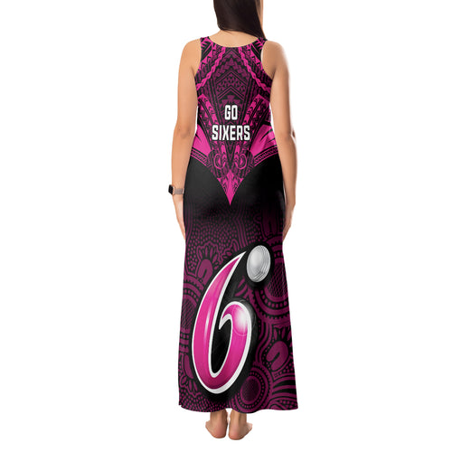 sydney-sixers-cricket-tank-maxi-dress-2023-unique-indigenous-art-mix-polynesian-pattern