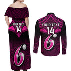 custom-sydney-sixers-cricket-couples-matching-off-shoulder-maxi-dress-and-long-sleeve-button-shirts-2023-unique-indigenous-art-mix-polynesian-pattern