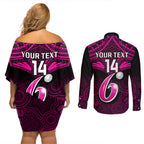 custom-sydney-sixers-cricket-couples-matching-off-shoulder-short-dress-and-long-sleeve-button-shirts-2023-unique-indigenous-art-mix-polynesian-pattern