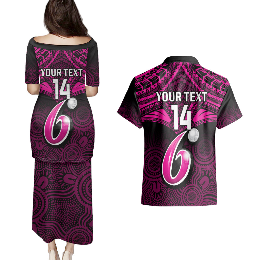 custom-sydney-sixers-cricket-couples-matching-puletasi-dress-and-hawaiian-shirt-2023-unique-indigenous-art-mix-polynesian-pattern