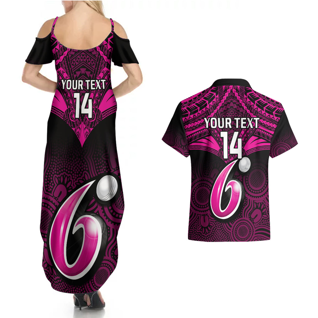 custom-sydney-sixers-cricket-couples-matching-summer-maxi-dress-and-hawaiian-shirt-2023-unique-indigenous-art-mix-polynesian-pattern
