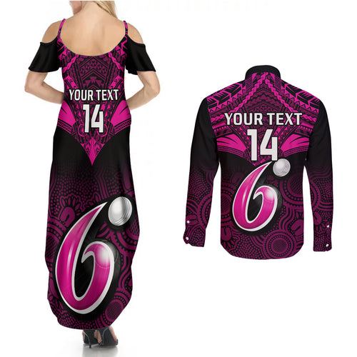 custom-sydney-sixers-cricket-couples-matching-summer-maxi-dress-and-long-sleeve-button-shirts-2023-unique-indigenous-art-mix-polynesian-pattern