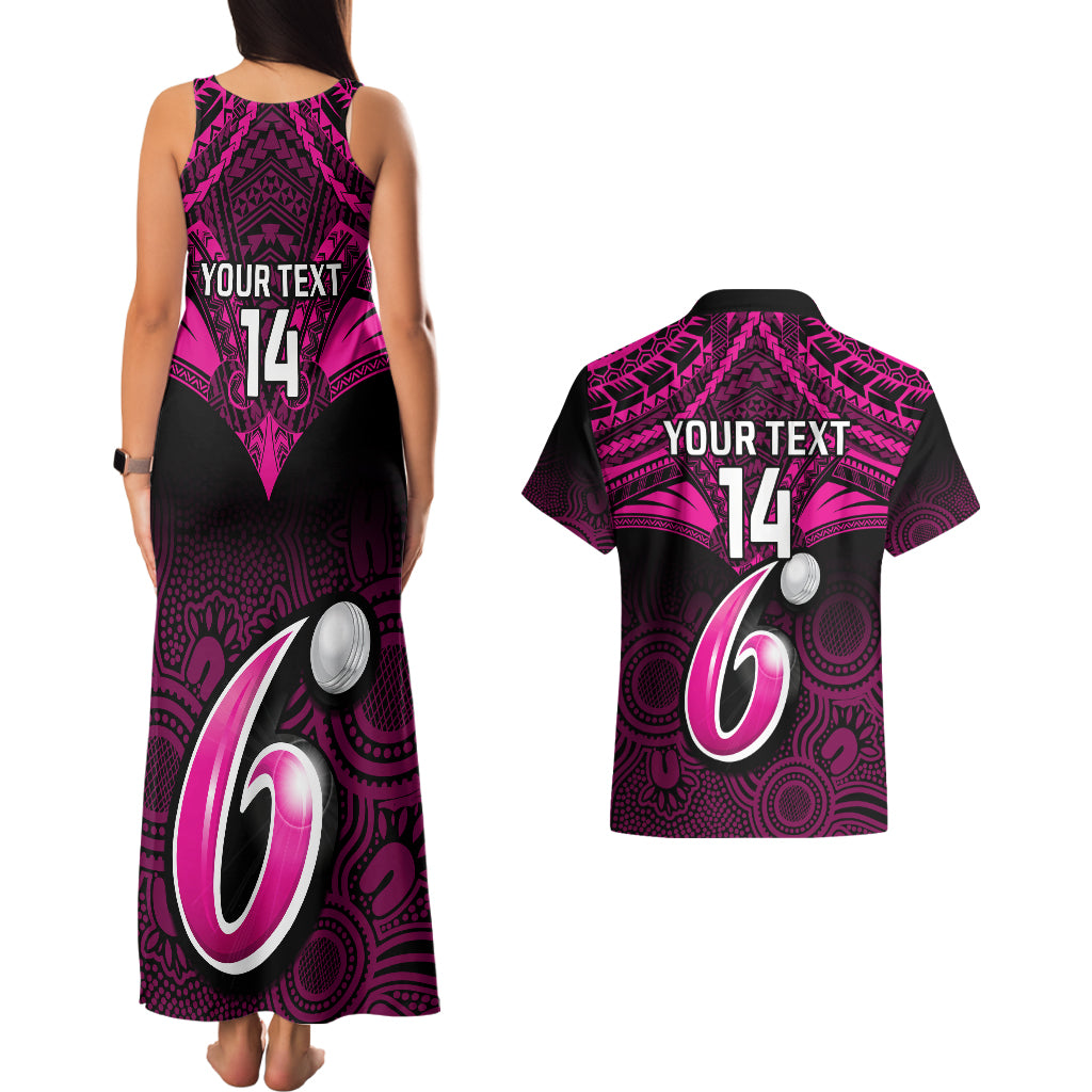 custom-sydney-sixers-cricket-couples-matching-tank-maxi-dress-and-hawaiian-shirt-2023-unique-indigenous-art-mix-polynesian-pattern