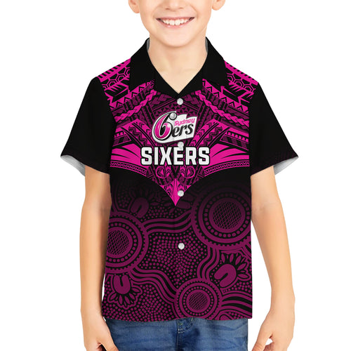 custom-sydney-sixers-cricket-family-matching-long-sleeve-bodycon-dress-and-hawaiian-shirt-2023-unique-indigenous-art-mix-polynesian-pattern